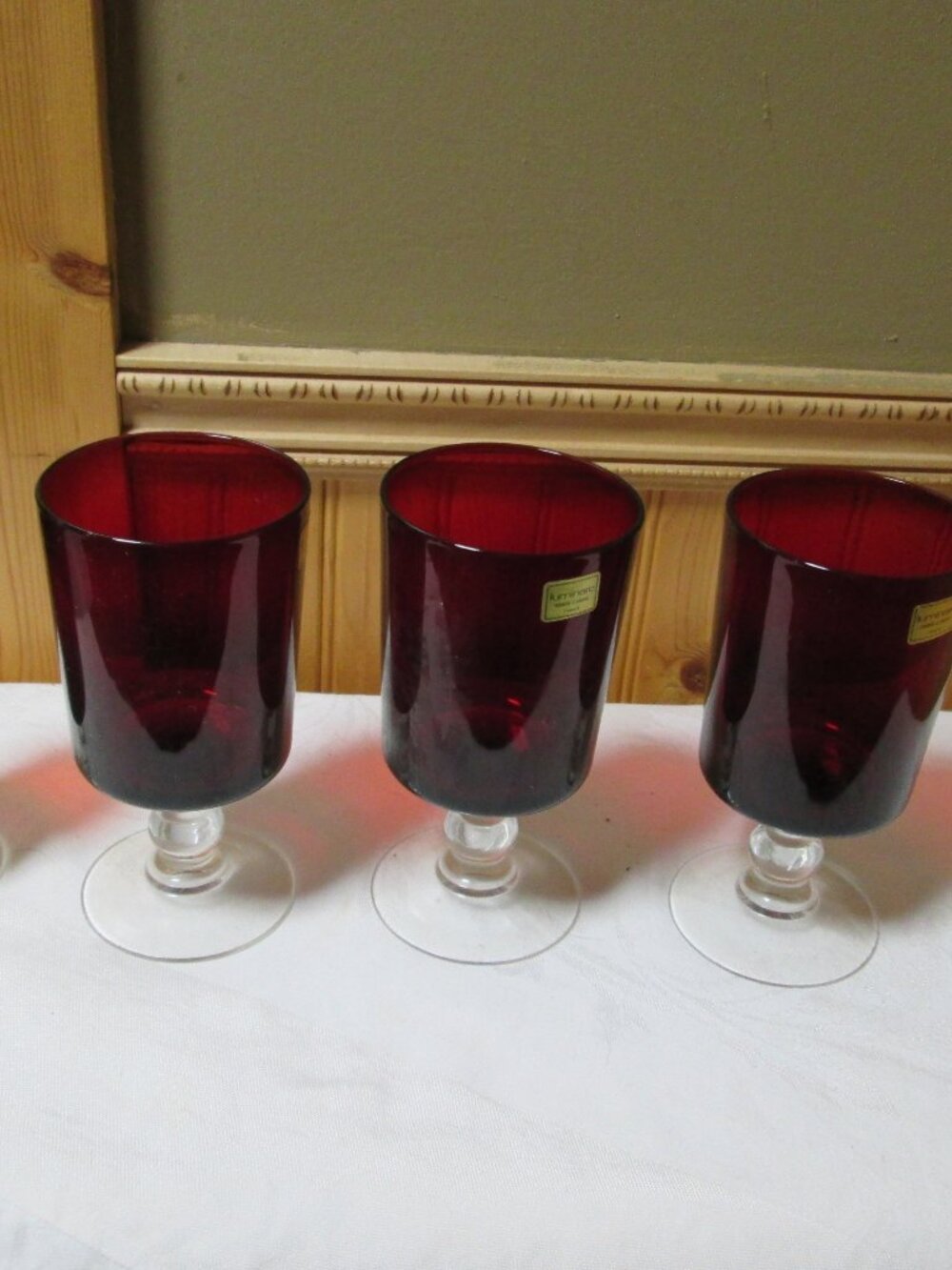 NOS vtg Luminarc France set of 3 water wine glasses New and one brandy